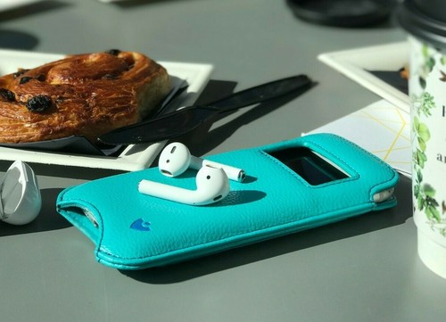 IPHONE 12 Mini Funda Azul Imitación NueVue Anti Pantalla Limpieza Cartera Funda - Zdjęcie 1 z 10