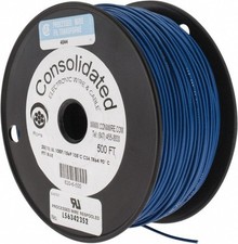 Made in USA 20 AWG, 10 Strand, 500' OAL, Tinned Copper Hook Up Wire Blue PVC ...