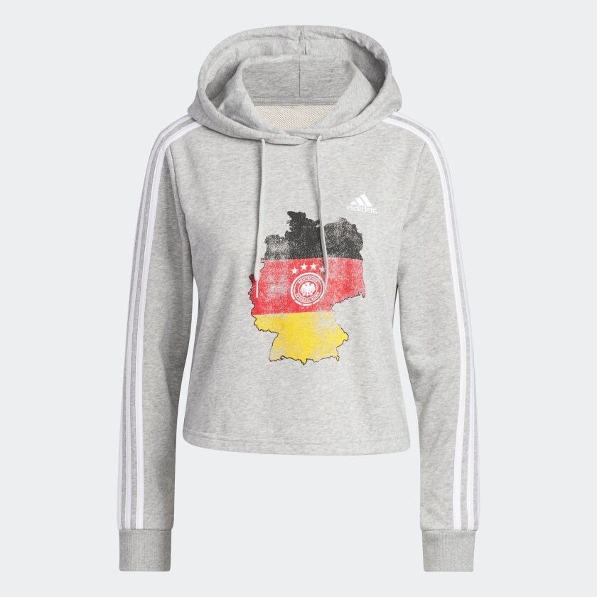 NWT$55 Женская УКОРОЧЕННАЯ ТОЛСТОВКА Adidas из ГЕРМАНИИ, размер M, серый HZ4296