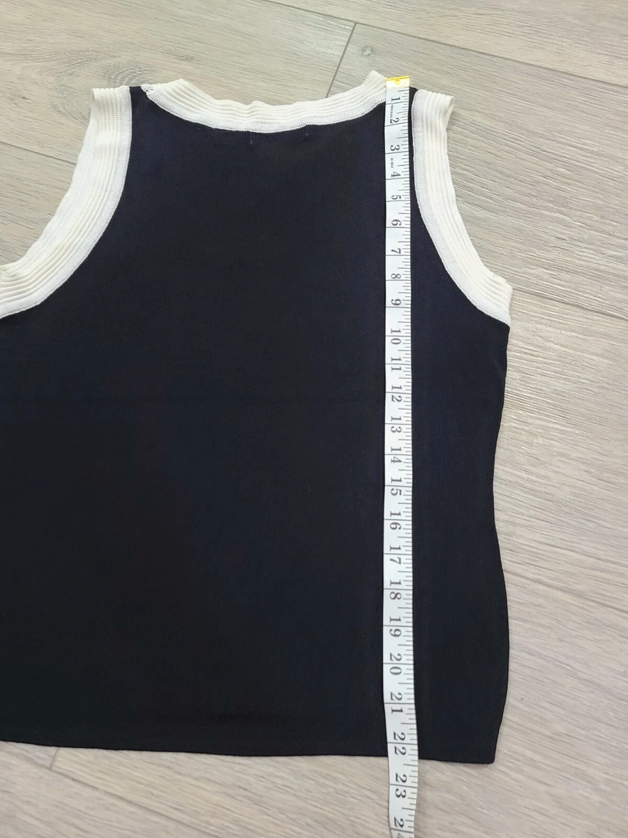 Caprice Knit Tank Top Black White Contrast Timeless Medium