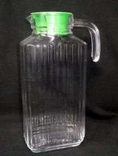 Glass Ribbed 10" Handled Pitcher