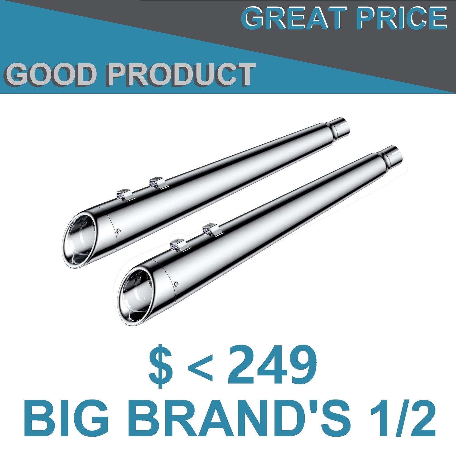 SHARKROAD Exhaust 4.0"Slip On Mufflers For Harley Touring 95-16 - Foto 2