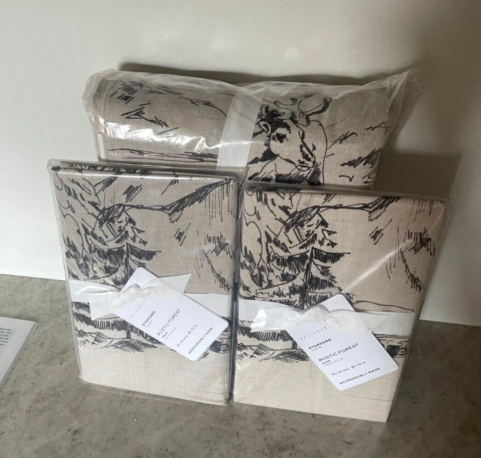 Pottery Barn Rustic Forest King duvet cover shams Christmas stag Cabin deer - Image 2 of 3