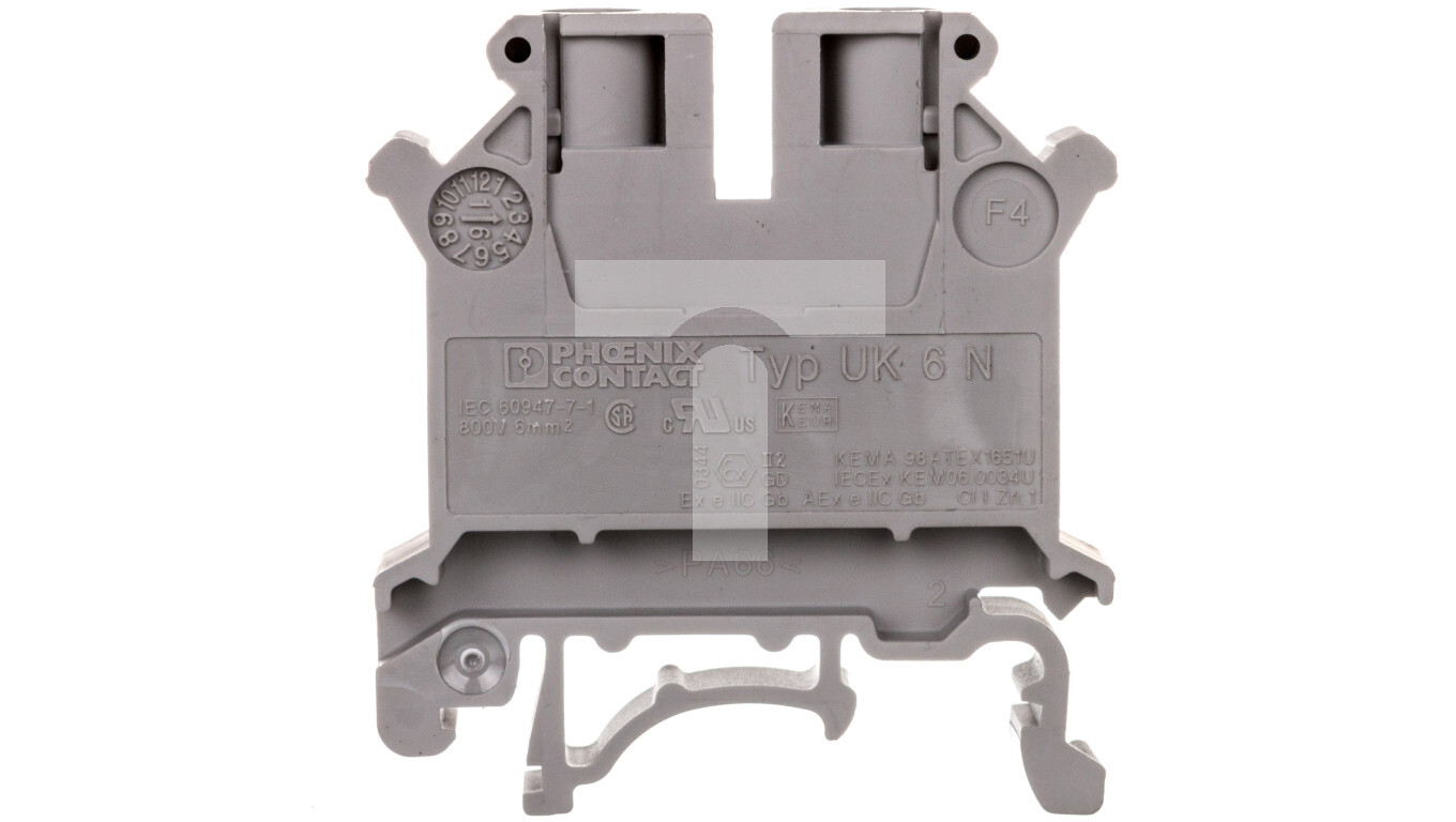 2-wire rail terminal block 0.2-10mm2 gray UK 6 N 3004524 /T2UK