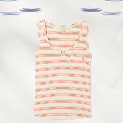 Ex Fat Face Women s Stripe Rib Sleeveless Vest in Ivory Stripe Mix (Defect)