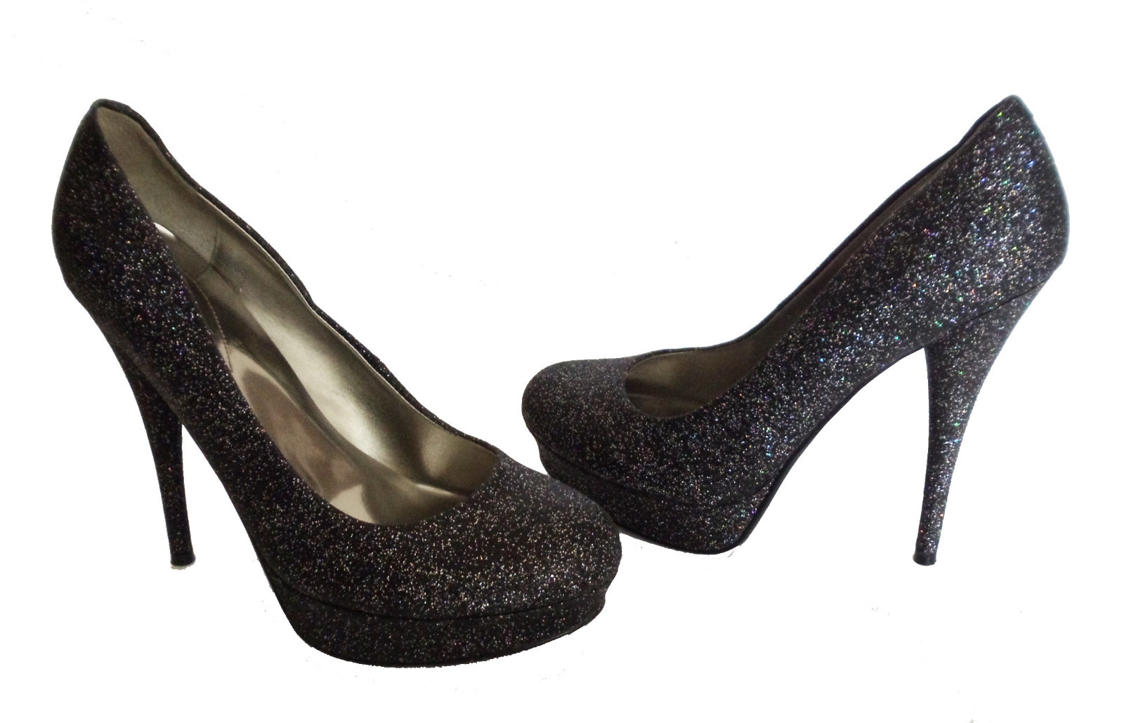 GUESS~BLACK GLITTER ROUND TOE KARISE PLATFORM PUMPS HEELS SHOES~8~EUC | eBay