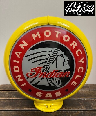 INDIAN MOTORCYCLE GAS Reproduction 13.5'' Gas Pump Globe - (Yellow Body)
