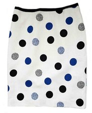 99 NWT Talbots Skirt White Blue Black Circles Cotton Women's Size 4P Petite