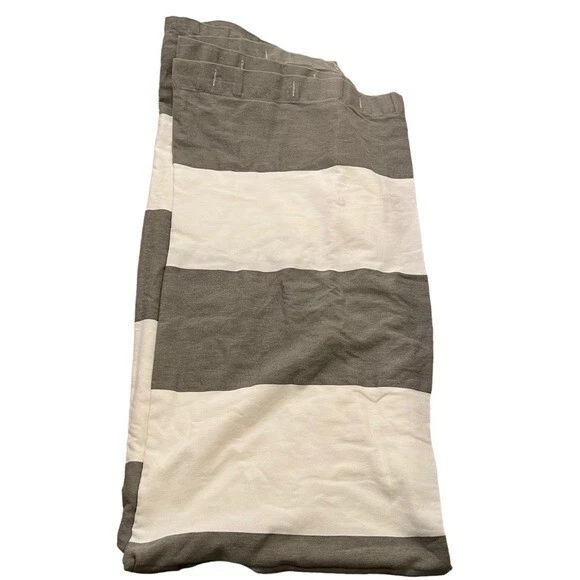 Kassatex Fine Linens Hampton 条纹浴帘白色灰色 100% 棉 — 第 2/4 张图片