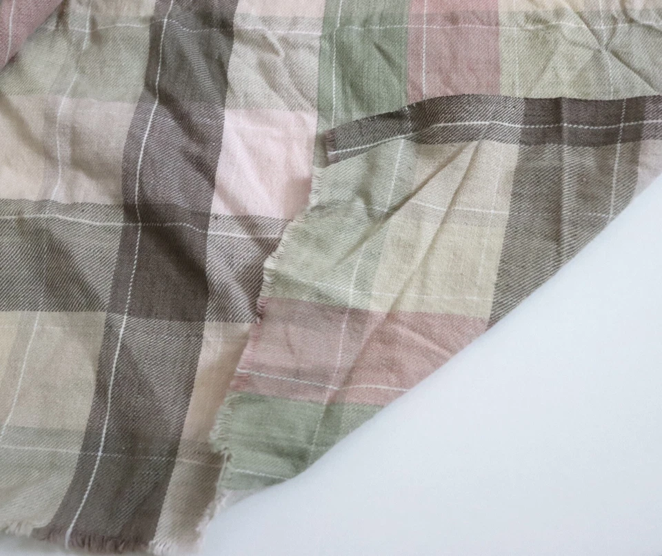 复古 2 码玫瑰/粉色/灰褐色/鼠尾草格子棉质斜纹衬衫面料 — 第 4/4 张图片