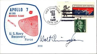 Walt Cunningham   Apollo 7 Recovery Force FDC   Signed Vintage NASA Cover - COA