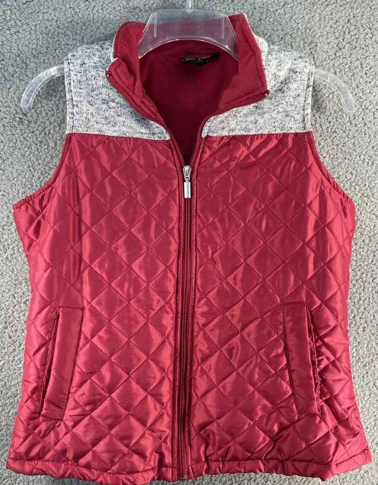 Chaleco Jane Ashley Mujer’s Medio Rosa Gris Acolchado Cremallera Completa Forrado de Vellón Informal Foto 2 de 4