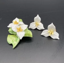 Vintage Adderley Brooch & Earrings Floral Porcelain Ladies Made In England