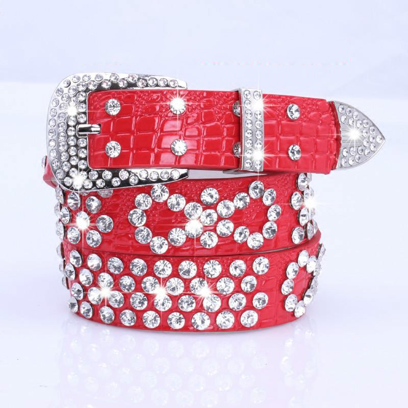 COD IN STOCK]Fashion Adjustable Women Rhinestone Belt Leather Bling Crystal Cowgirl Studded Glitter Waistband | PH - Foto 4