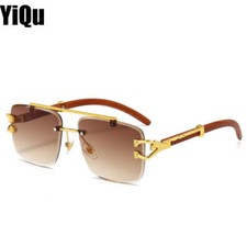 New Oversized Pilot Sunglasses Mens Women Luxury Gold Rimless Hip Hop Shades Hot
