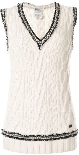 Auth. Vintage CHANEL '93 P CC Logo Knit Cotton Cropped Top Sweater Auth. Vintage CHANEL '93 P CC Logo Knit Cotton Cropped Top Sweater