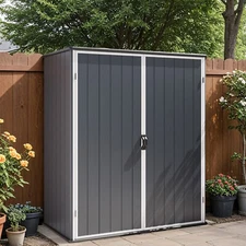 Patiowell 5 x 3 FT Plastic Outdoor Storage Shed, Tools Cabient, Dark Grey