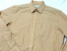 BANANA REPUBLIC MEN'S LONG SLEEVE ORANGE STRIPE DRESS SHIRT - SIZE L 16-16 1/2 