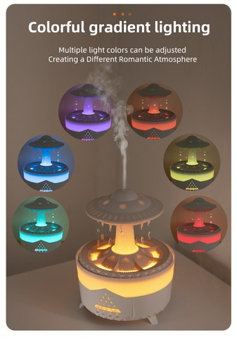 UFO Water Drop Humidifier Rain Cloud Air Humidifier Essential Oil Aroma Diffuser - Picture 2 of 18