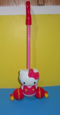Sanrio Hello Kitty Push Along Toy Toddler Rolling Head Turning Clicking Handle 