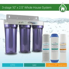  Whole House Water Filter System 2.5" x 10" Three Stage Filtration 3/4" Inlet