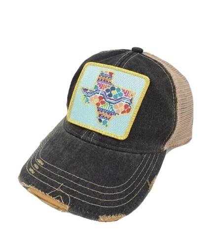 Judith March Red Cross Stitch Patch Trucker Hat Distressed Judith March Headmost Texas Embroidered Patch Trucker Hat In  main image 3