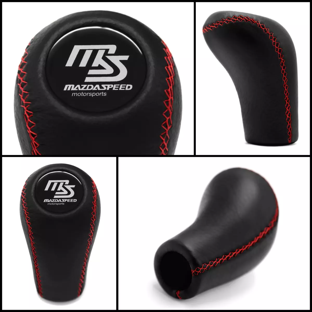 MAZDASPEED 3 BK BL 5 6 SPEED RED STITCH GEAR KNOB 323F 5 CR CW 6 II GH CX 7 MX 5