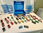 39 VINTAGE DIECAST TOY CARS in 1970s Matchbox Carry Case (two valuable ones!)