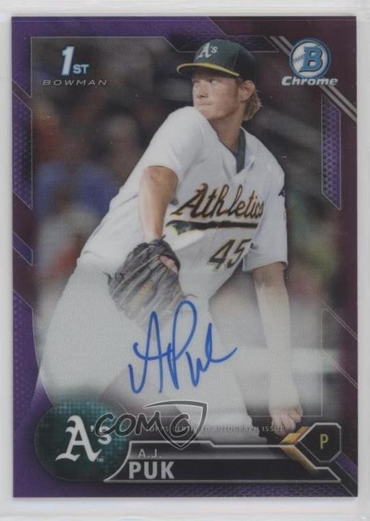 2016 Bowman Draft Chrome Pick Purple Refractor 47/250 AJ Puk #CDA-AP Auto 0l8