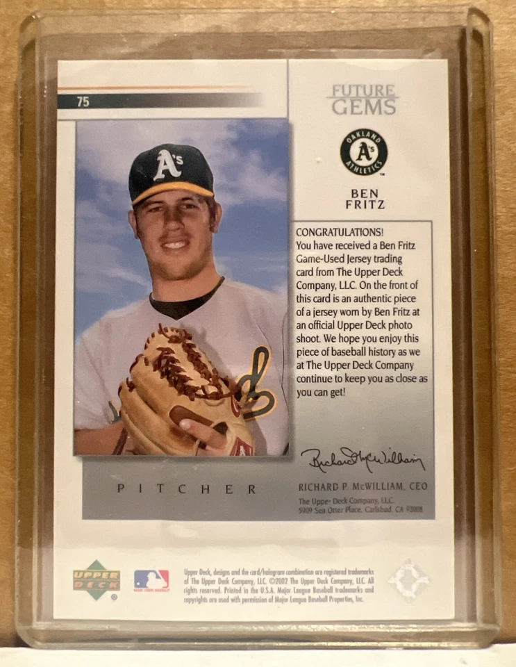 2002 Upper Deck Prospect Premieres #75 Ben Fritz XRC Jersey - In Plastic - Image 2 of 2