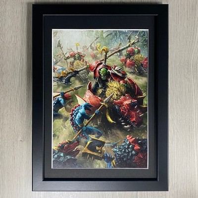 Gerahmt Orruk Boarboys Vs Seraphon Kunst Orcs & Goblins Warhammer Alter Of