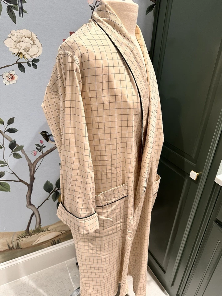 Daniel A Hanson Hombres Algodón Bata a Cuadros Talla M Marfil Hecho en Inglaterra Neiman Marcus Foto 4 de 4