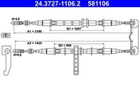 NEU - ATE 24.3727-1106.2 Seilzug, Feststellbremse FüR Saab