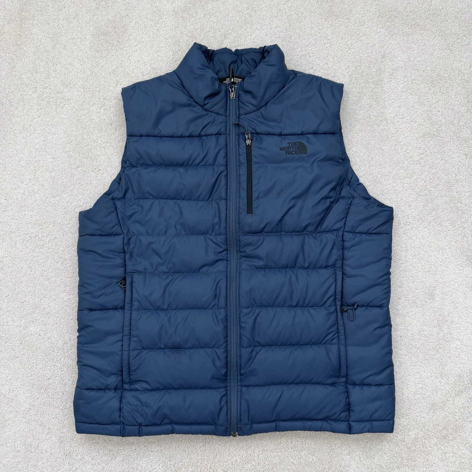 The North Face 550 Down Vest Men's XL Blue Puffer Jacket Full Zip Outdoor