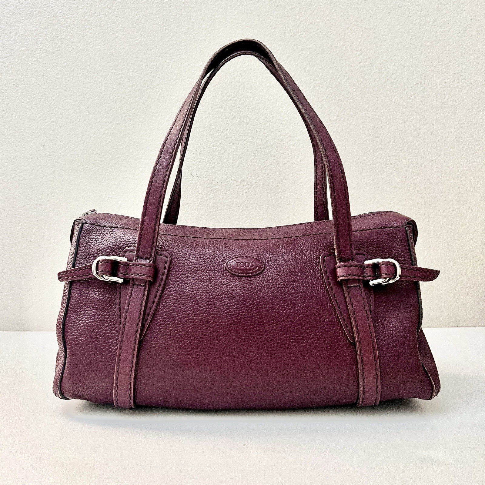 Borsa a tracolla TOD’S bordeaux viola rosso est ovest pelle fibbia manico superiore zip
