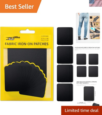 #ad Versatile 12 Piece Black Iron on Cotton Patches 3quot;x4.25quot; for Repair amp; Decor $17.07