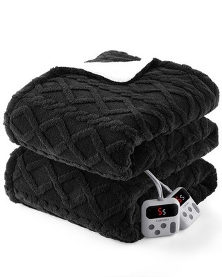 Sherpa Heated Blanket Throw/Queen/King   Quick Warm, 10 Heat Levels, ETL Safe