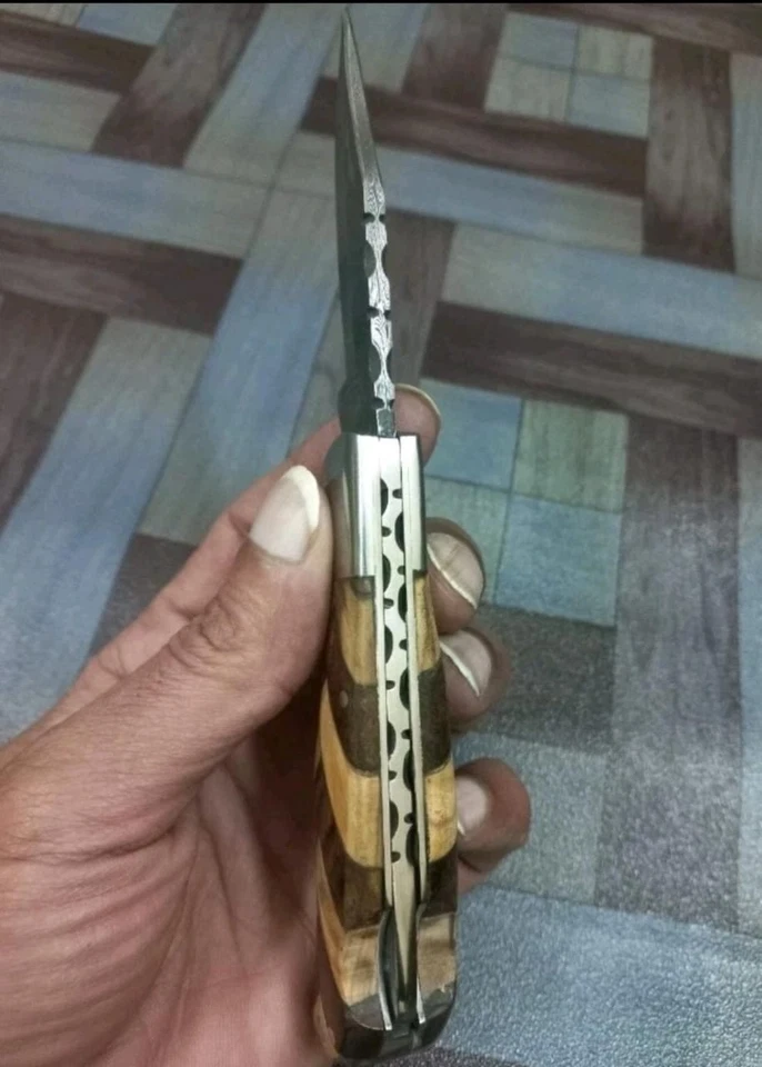 LOTE de 20 piezas Cuchillo Plegable de Caza de Acero Damasco, Cuchillos de Bolsillo con Funda Foto 3 de 4