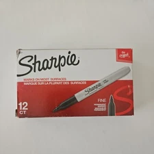  Sharpie 30001 Fine Tip Permanent Markers, Black - 12 Count