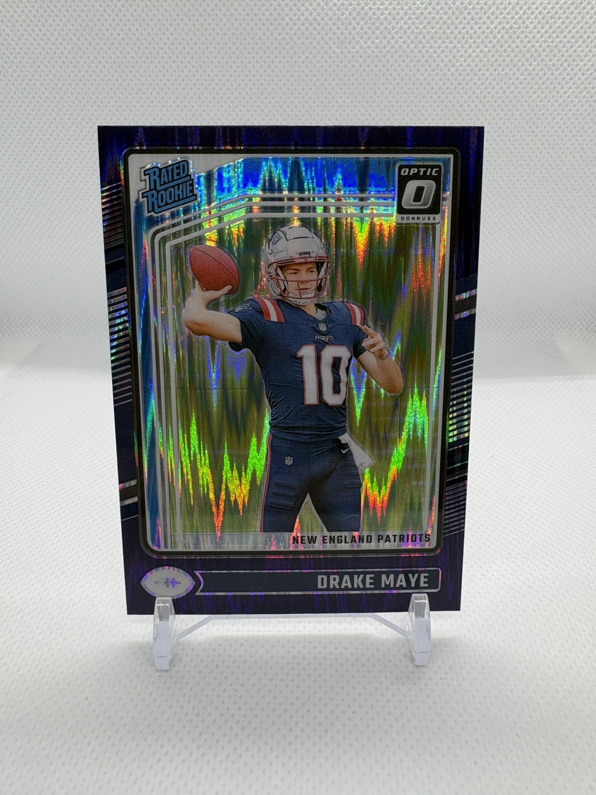 Drake Maye #229 Purple Shock Prizm (RC) 2024 Panini Donruss Optic - Rated Rookie