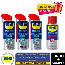 WD-40 Specialist White Lithium Grease Triple Pack 400ml + Free Penetrant 50ml