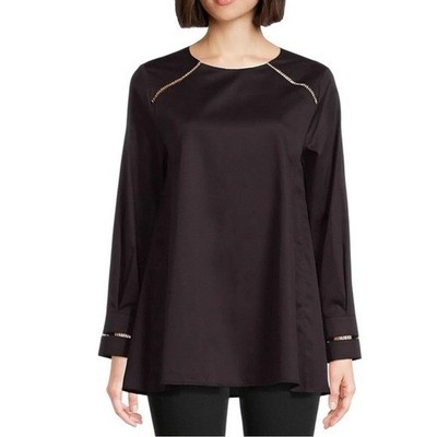  NEW w/tags Anthropologie HARSHMAN Black Isolde Long Sleeve Cotton Top Size L