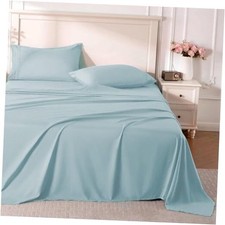 Sheet Set, 4 Pieces Soft Bedding Sheet Set, Breathable and Queen Light Blue