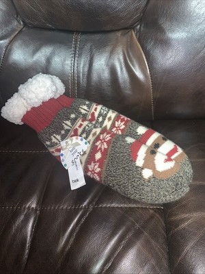 Keep Your Socks on! Anti-Skid Christmas Monkey Faux Fur Socks One Size NWT
