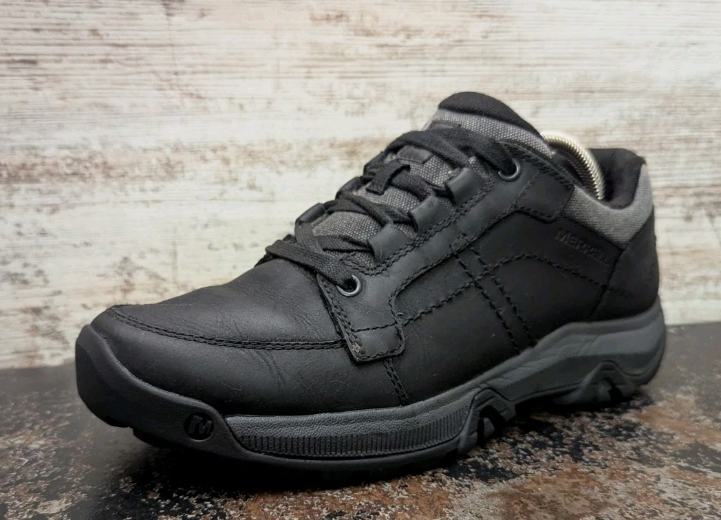 Scarpe da trekking uomo Merrell Anvik Pace taglia 9 usate J16725 pelle nera