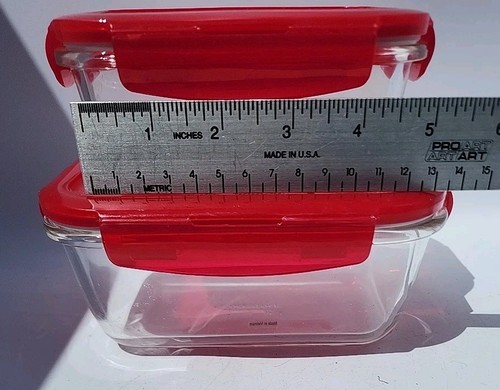 Lock & Lock 2 Glass Storage Dishes with Red Lids - Picture 5 of 10