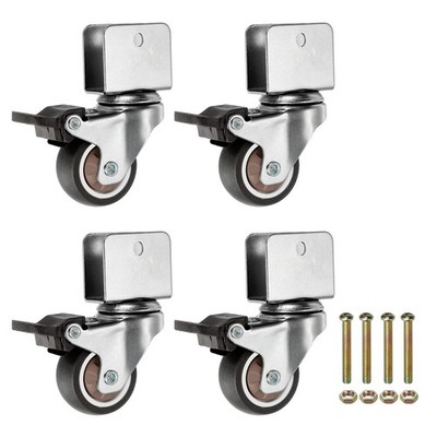 1.5'' Caster Wheels, 4 Pcs Swivel Casters with Break, 0.6'' U Bracket