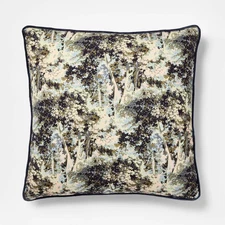 24"x24" Abstract Tree Printed Throw Pillow with Gusset Navy - Threshold designed