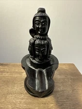 Black Shiva Idol Five Faces Figurine 4.25 in Heavy
