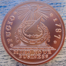 1 oz. 1787 FUGIO CENT coin tribute .999 fine copper round